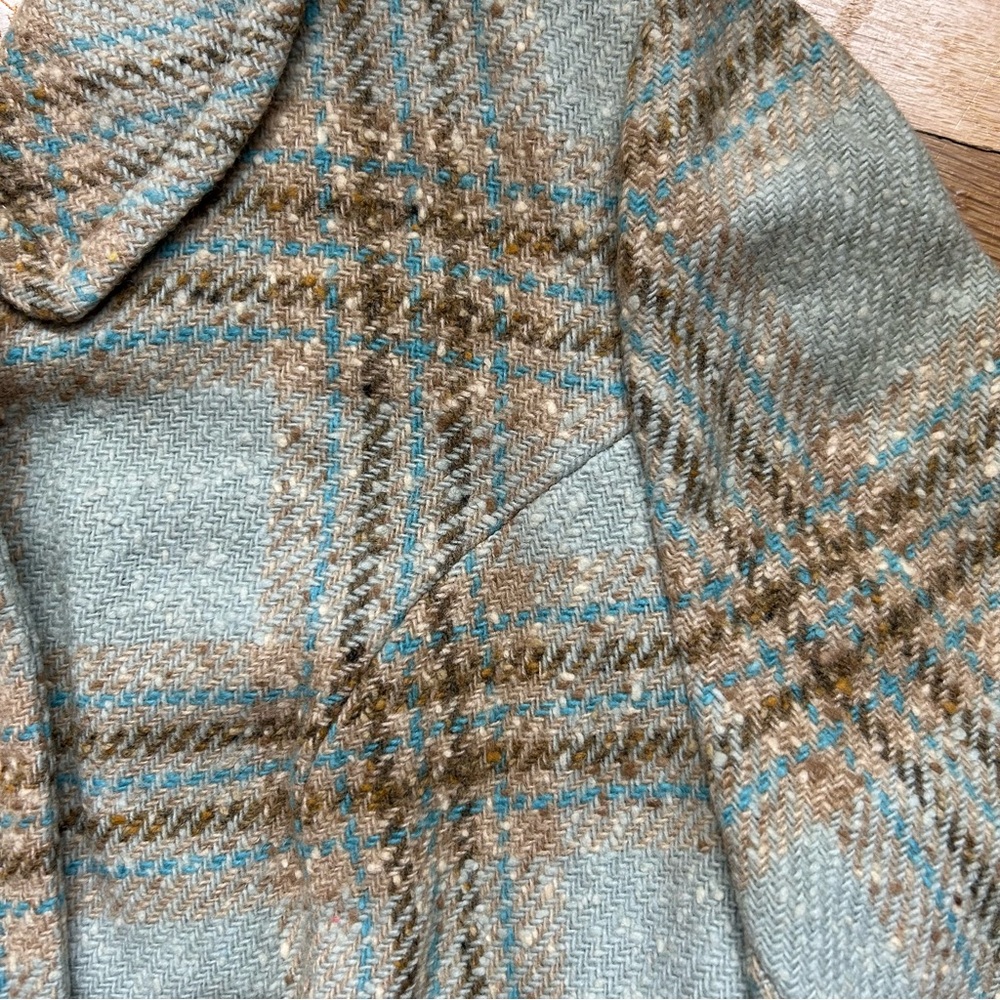 VINTAGE 50s 60s Turquoise Pendleton Plaid Cropped Jacket - Picture 6 of 9